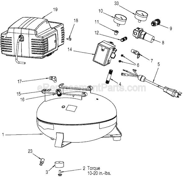 Page A Diagram and Parts List for C2000 Type 1 Porter Cable Compressor